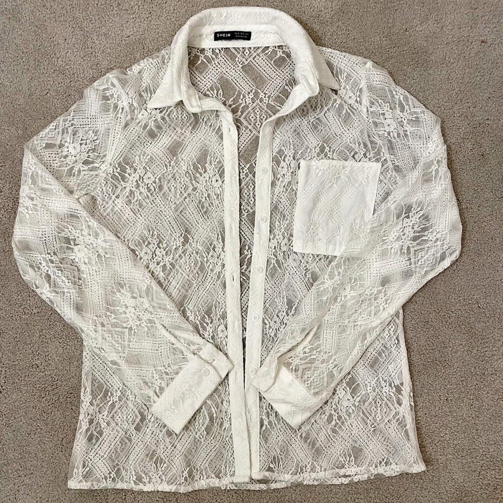 Lacy button-down top